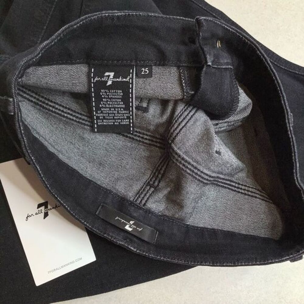 7 For All Mankind Jeans 25 High Waist Skinny Rhinestone Pocket Rinsed‎ Bl… - Picture 6 of 7